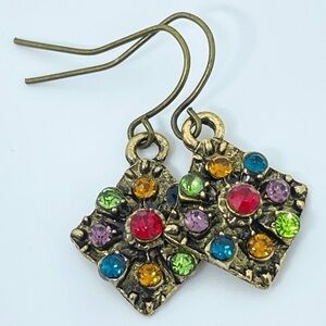 Colorful Jeweled Dainty Dangle Earrings